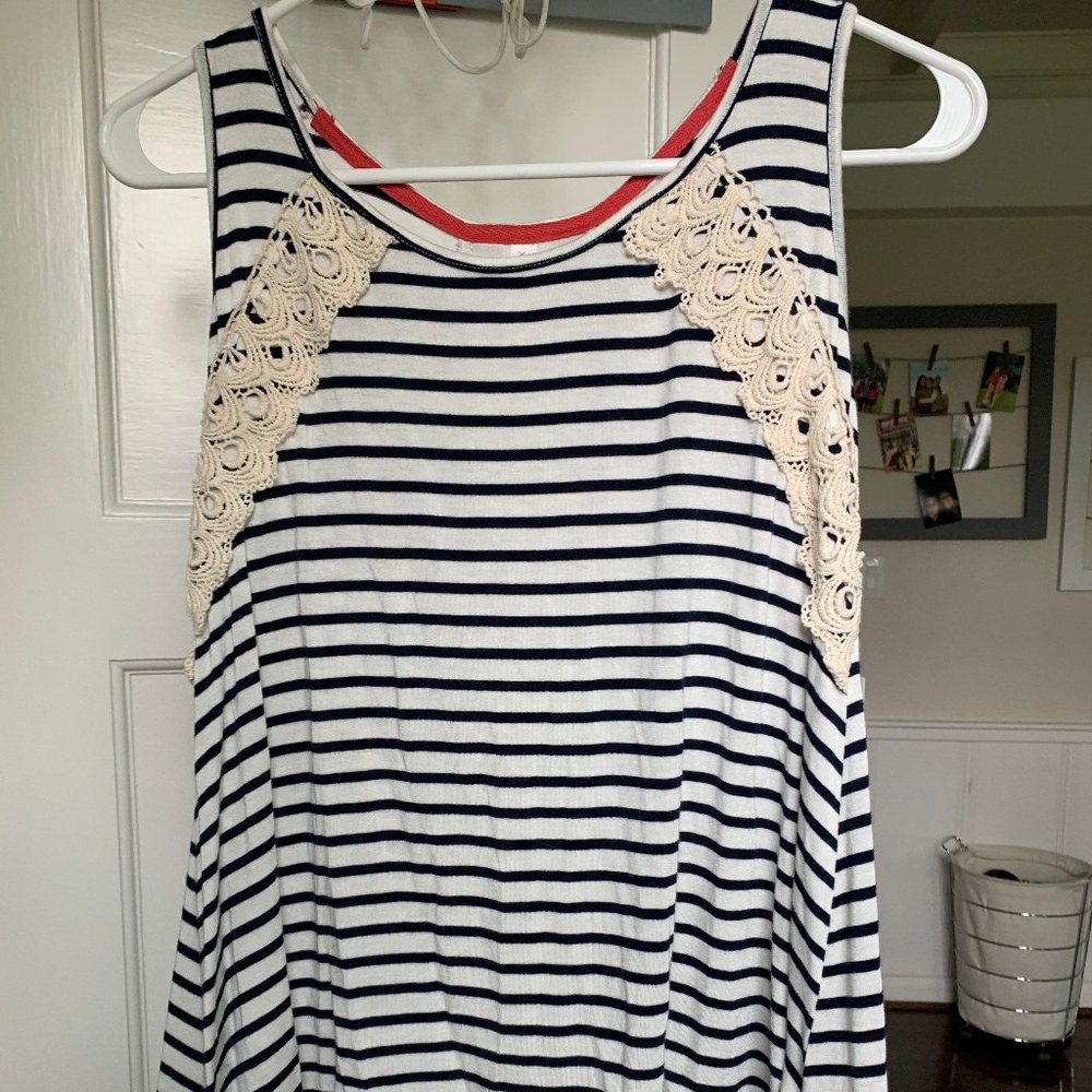 Women's Navy-White Striped Tank Top